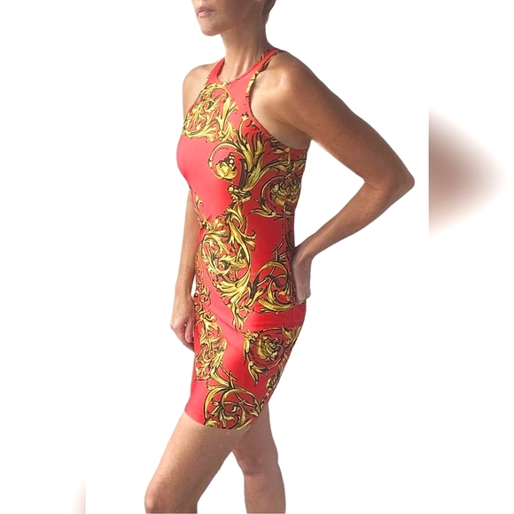 🎁HOLIDAY SPECIAL🎁NWT. VERSACE JEANS COUTURE Red&Gold Garland Mini Dress - Picture 8 of 15